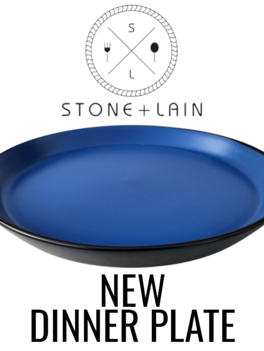 NEW Stone Lain Albie Round Dinner Plate Dinnerware Blue Black Replacement Plates